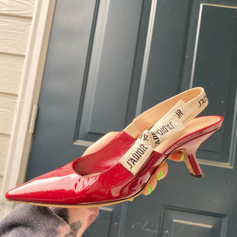Authentic Dior J'adior slingbacks 36.5 red patent - Picture 10 of 13